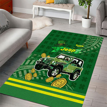 St Patrick Off-Road 4x4 Adventure Jeep Area Rug Lucky Clover Trail Ride Irish Green Adventure TS04