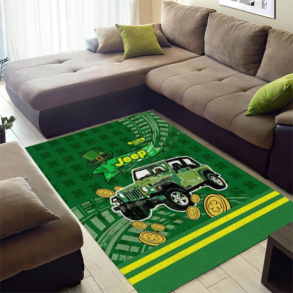 St Patrick Off-Road 4x4 Adventure Jeep Area Rug Lucky Clover Trail Ride Irish Green Adventure TS04