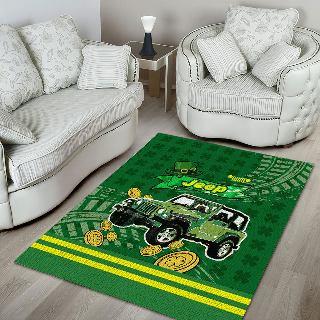 St Patrick Off-Road 4x4 Adventure Jeep Area Rug Lucky Clover Trail Ride Irish Green Adventure TS04