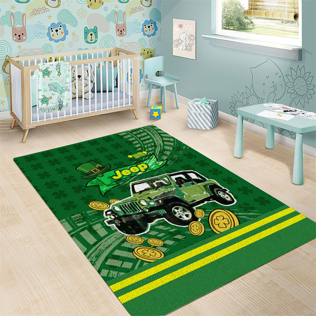 St Patrick Off-Road 4x4 Adventure Jeep Area Rug Lucky Clover Trail Ride Irish Green Adventure TS04