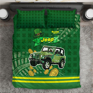 St Patrick Off-Road 4x4 Adventure Jeep Bedding Set Lucky Clover Trail Ride Irish Green Adventure