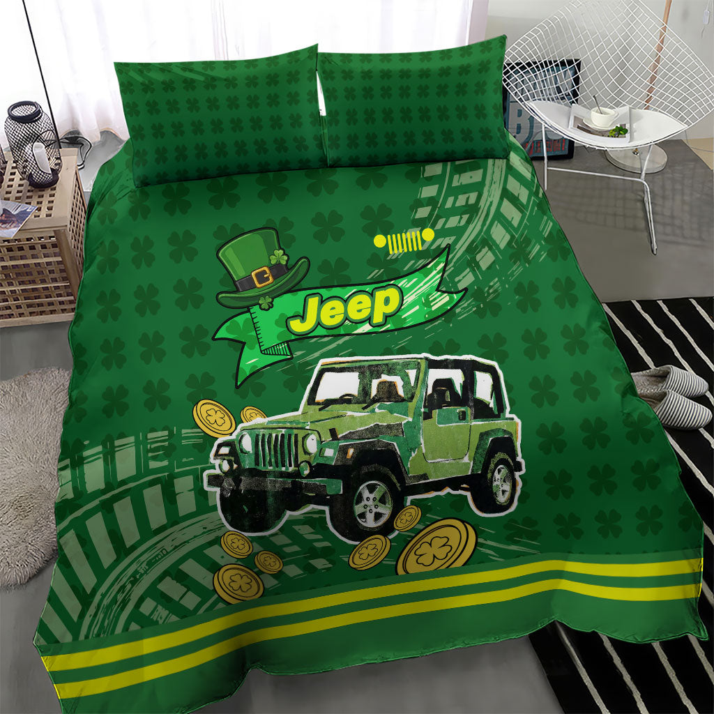 St Patrick Off-Road 4x4 Adventure Jeep Bedding Set Lucky Clover Trail Ride Irish Green Adventure