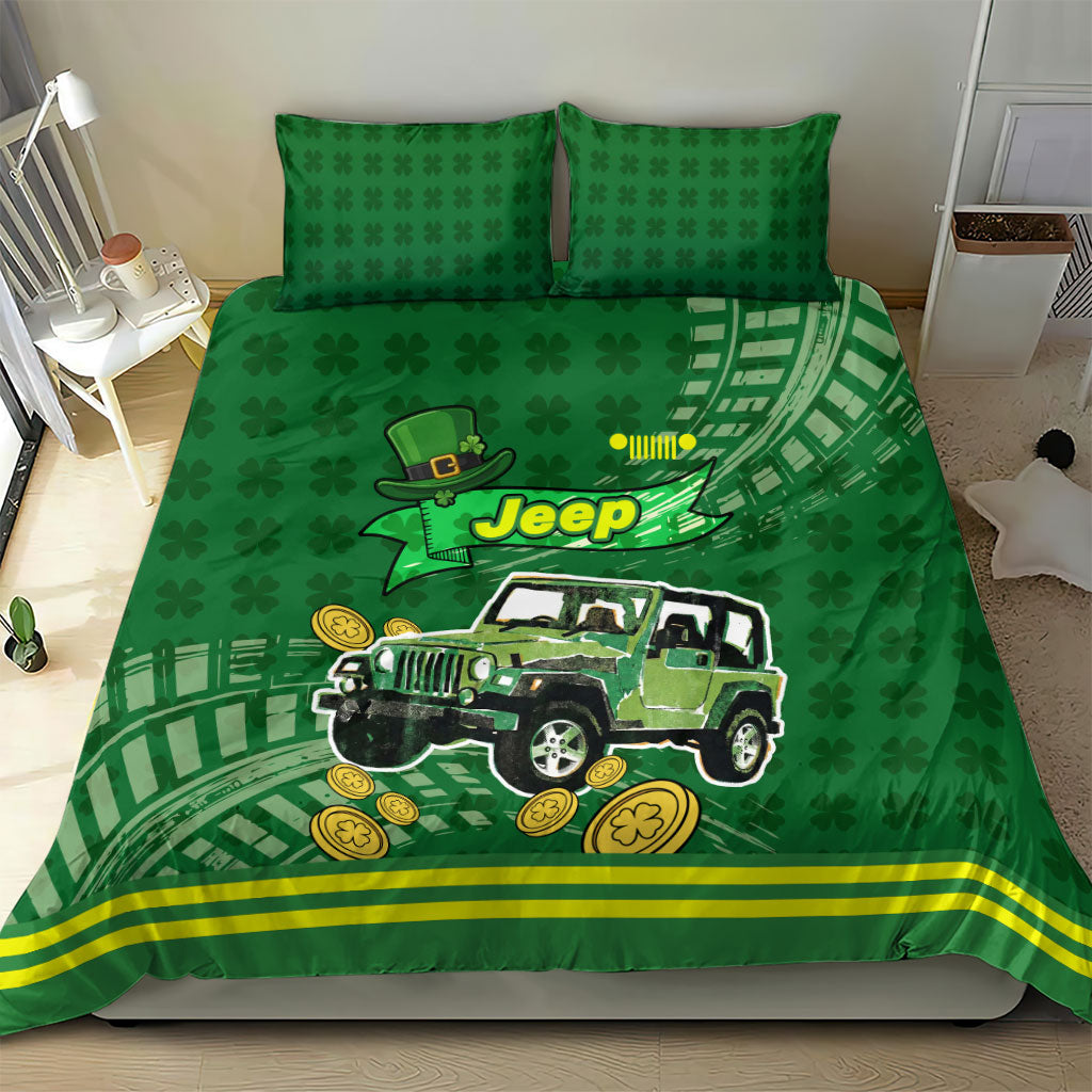St Patrick Off-Road 4x4 Adventure Jeep Bedding Set Lucky Clover Trail Ride Irish Green Adventure