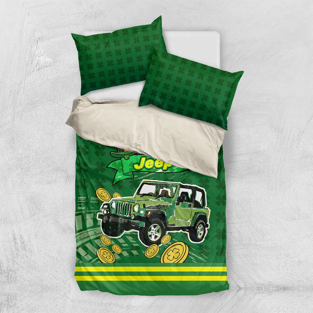 St Patrick Off-Road 4x4 Adventure Jeep Bedding Set Lucky Clover Trail Ride Irish Green Adventure