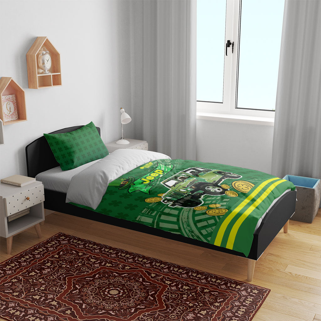 St Patrick Off-Road 4x4 Adventure Jeep Bedding Set Lucky Clover Trail Ride Irish Green Adventure