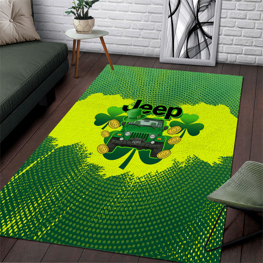 Irish Off-Road 4x4 Adventure Jeep Area Rug Lucky Shamrock Trail Ride Green St Patrick TS04