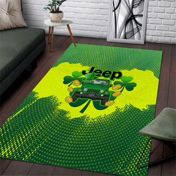 Irish Off-Road 4x4 Adventure Jeep Area Rug Lucky Shamrock Trail Ride Green St Patrick TS04