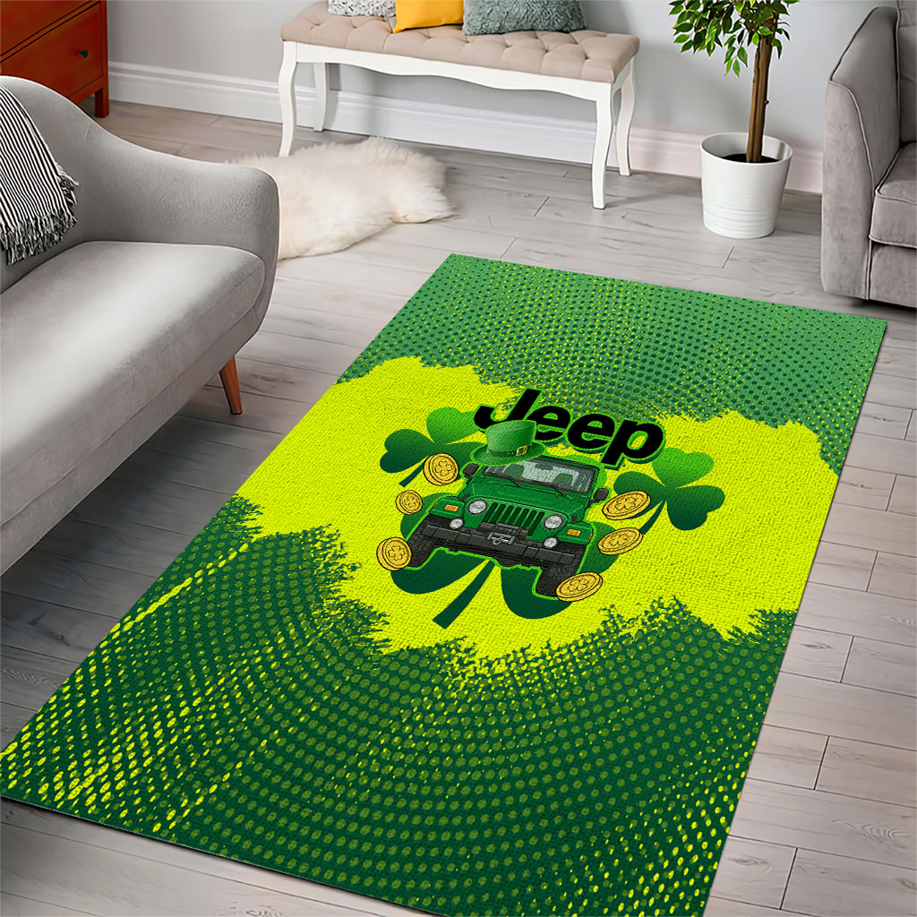 Irish Off-Road 4x4 Adventure Jeep Area Rug Lucky Shamrock Trail Ride Green St Patrick TS04