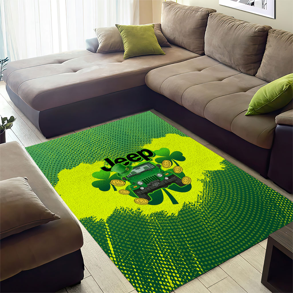 Irish Off-Road 4x4 Adventure Jeep Area Rug Lucky Shamrock Trail Ride Green St Patrick TS04
