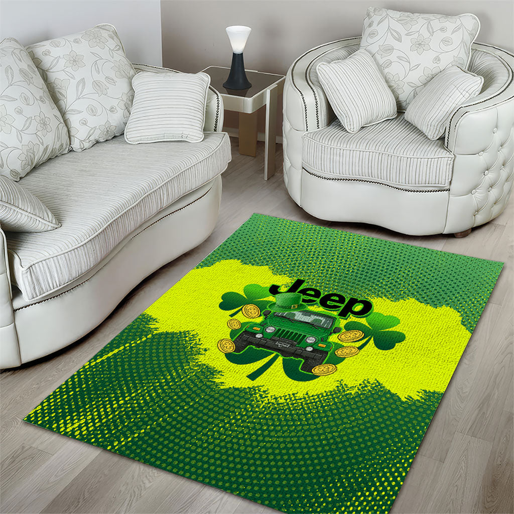Irish Off-Road 4x4 Adventure Jeep Area Rug Lucky Shamrock Trail Ride Green St Patrick TS04