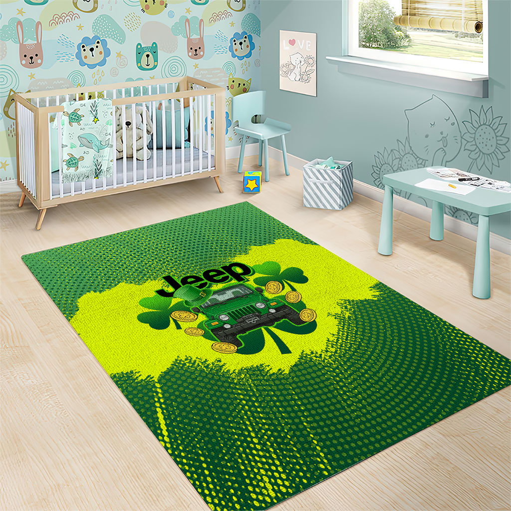 Irish Off-Road 4x4 Adventure Jeep Area Rug Lucky Shamrock Trail Ride Green St Patrick TS04