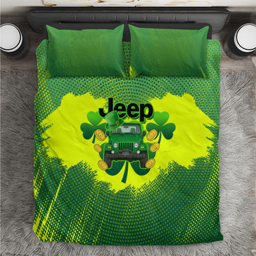 Irish Off-Road 4x4 Adventure Jeep Bedding Set Lucky Shamrock Trail Ride Green St Patrick