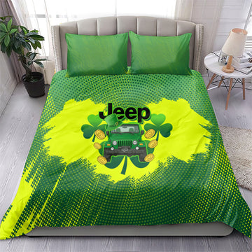 Irish Off-Road 4x4 Adventure Jeep Bedding Set Lucky Shamrock Trail Ride Green St Patrick