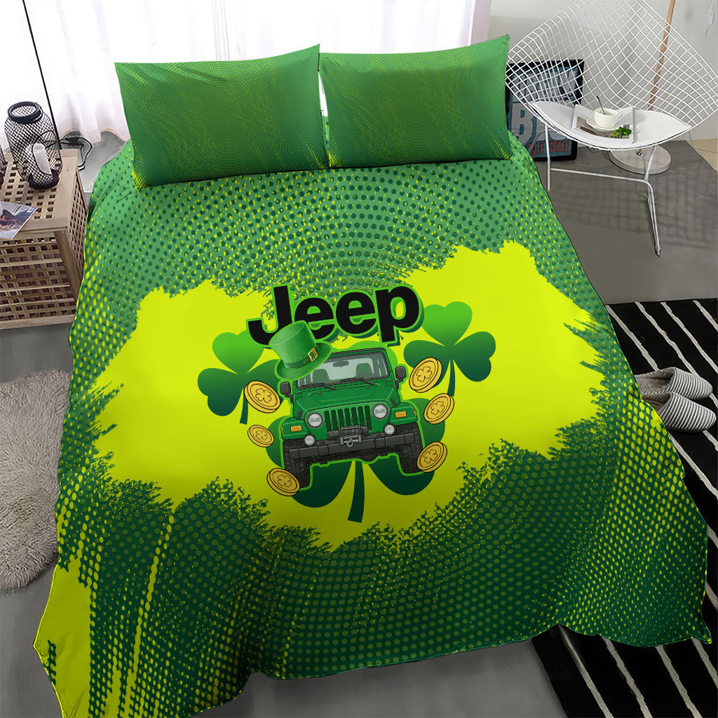 Irish Off-Road 4x4 Adventure Jeep Bedding Set Lucky Shamrock Trail Ride Green St Patrick