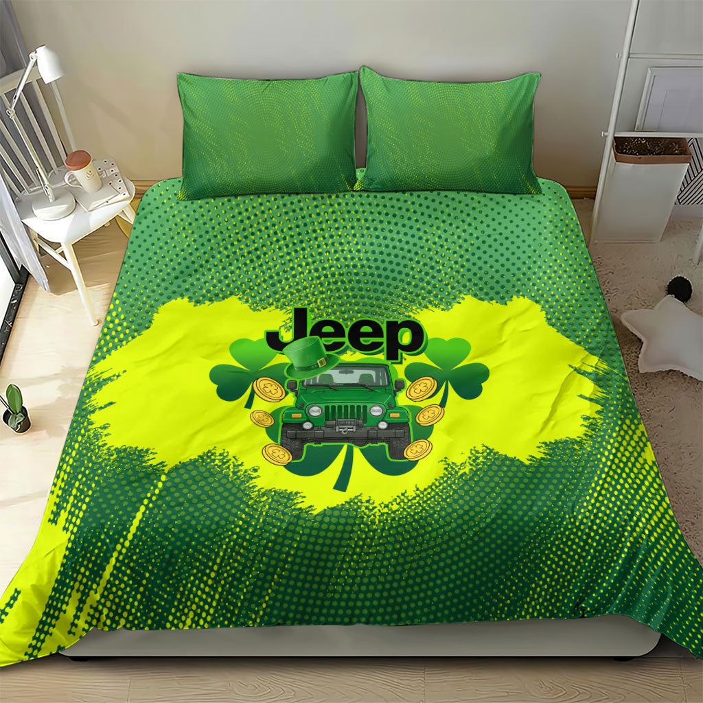 Irish Off-Road 4x4 Adventure Jeep Bedding Set Lucky Shamrock Trail Ride Green St Patrick