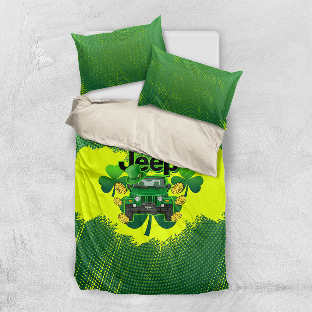 Irish Off-Road 4x4 Adventure Jeep Bedding Set Lucky Shamrock Trail Ride Green St Patrick