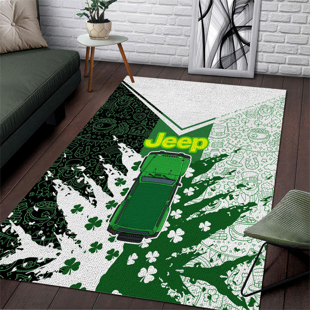 Irish Off-Road 4x4 Adventure Jeep Area Rug Shamrock Trail Ride Green Lucky Clover TS04