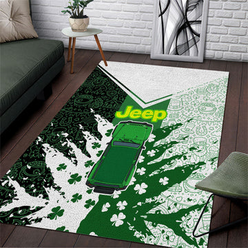 Irish Off-Road 4x4 Adventure Jeep Area Rug Shamrock Trail Ride Green Lucky Clover TS04