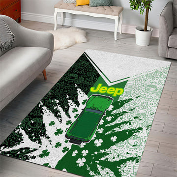 Irish Off-Road 4x4 Adventure Jeep Area Rug Shamrock Trail Ride Green Lucky Clover TS04