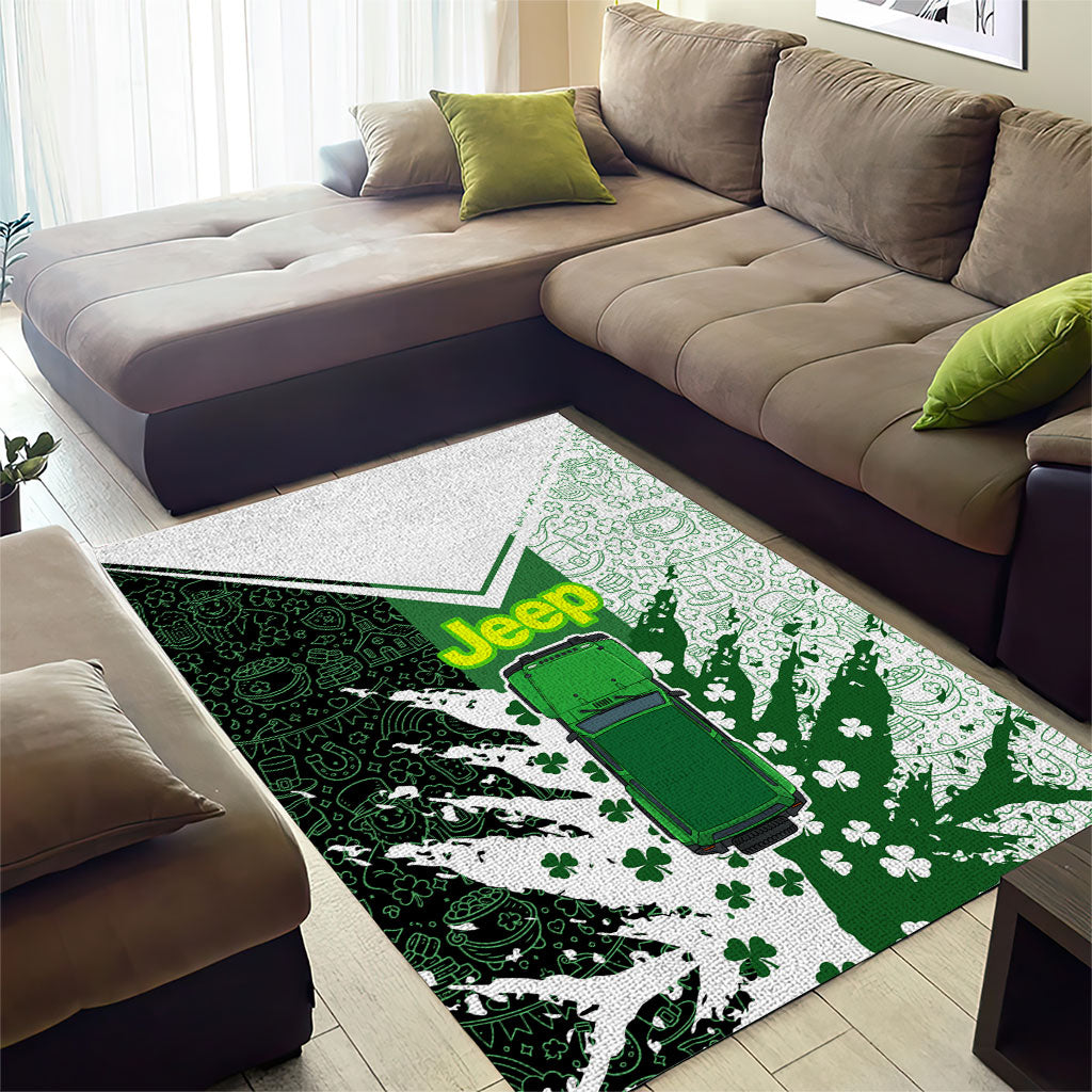 Irish Off-Road 4x4 Adventure Jeep Area Rug Shamrock Trail Ride Green Lucky Clover TS04
