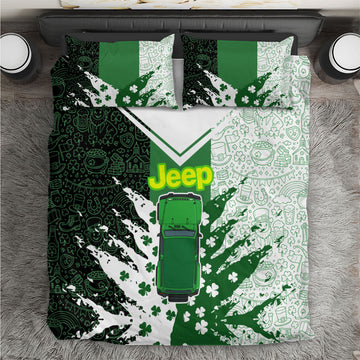 Irish Off-Road 4x4 Adventure Jeep Bedding Set Shamrock Trail Ride Green Lucky Clover