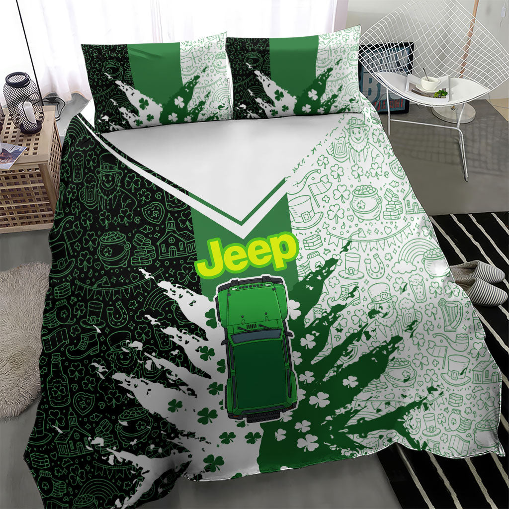 Irish Off-Road 4x4 Adventure Jeep Bedding Set Shamrock Trail Ride Green Lucky Clover