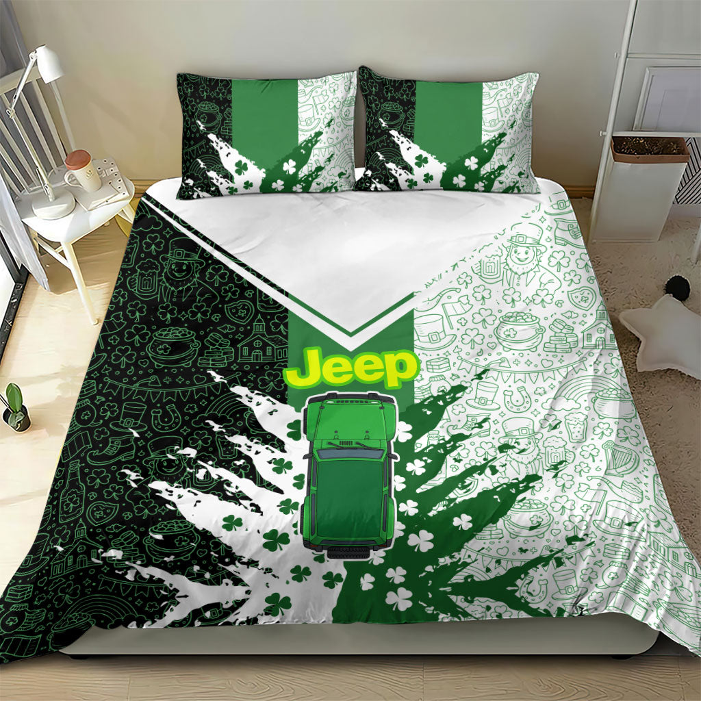 Irish Off-Road 4x4 Adventure Jeep Bedding Set Shamrock Trail Ride Green Lucky Clover