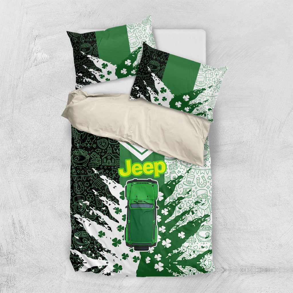 Irish Off-Road 4x4 Adventure Jeep Bedding Set Shamrock Trail Ride Green Lucky Clover