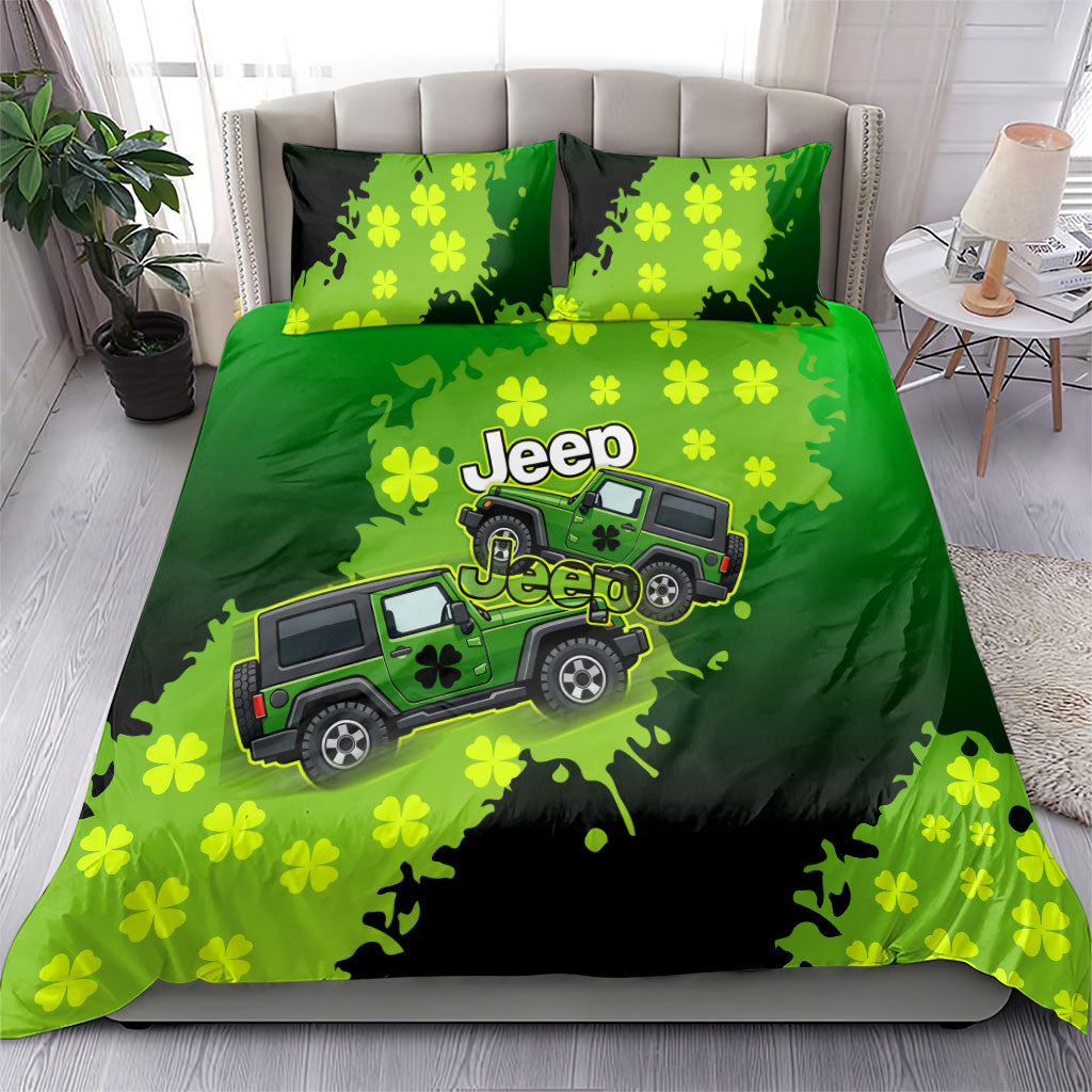 Irish Off-Road Jeep Bedding Set Lucky Shamrock Trail Ride Green St Patrick