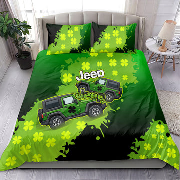 Irish Off-Road Jeep Bedding Set Lucky Shamrock Trail Ride Green St Patrick