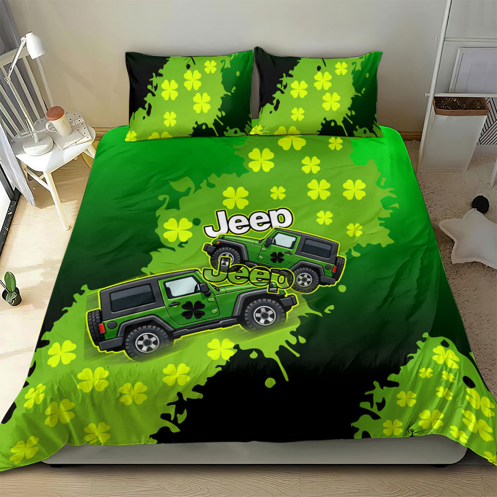 Irish Off-Road Jeep Bedding Set Lucky Shamrock Trail Ride Green St Patrick