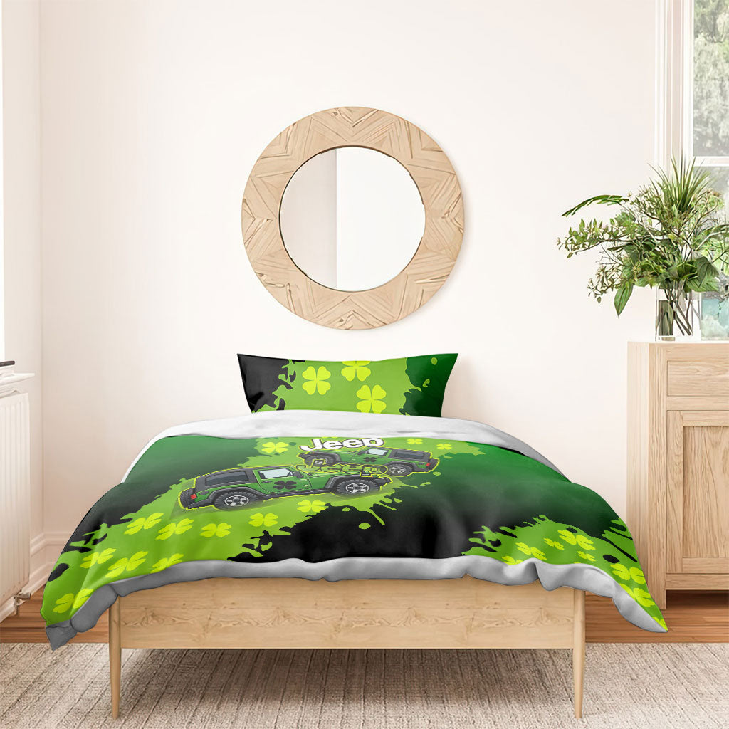 Irish Off-Road Jeep Bedding Set Lucky Shamrock Trail Ride Green St Patrick