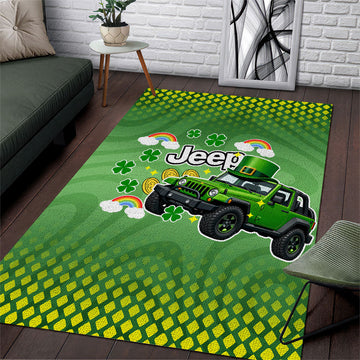 Irish Jeep Area Rug Lucky Shamrock Rainbow Trail Ride St Patrick TS04