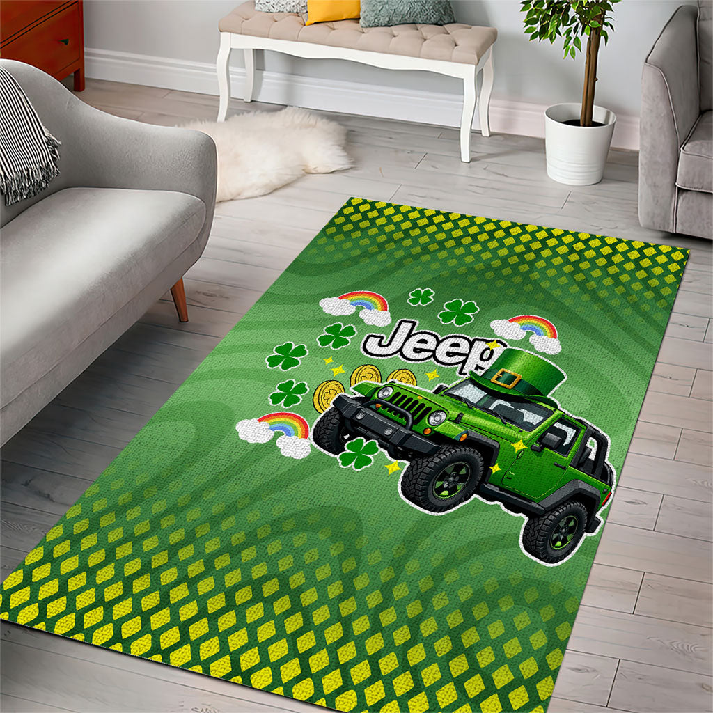 Irish Jeep Area Rug Lucky Shamrock Rainbow Trail Ride St Patrick TS04