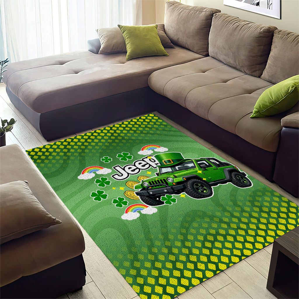 Irish Jeep Area Rug Lucky Shamrock Rainbow Trail Ride St Patrick TS04