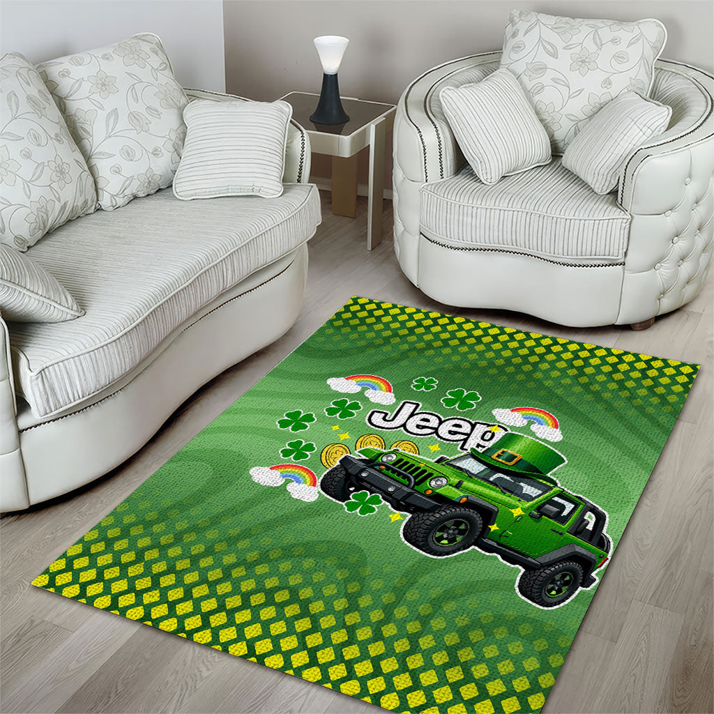 Irish Jeep Area Rug Lucky Shamrock Rainbow Trail Ride St Patrick TS04
