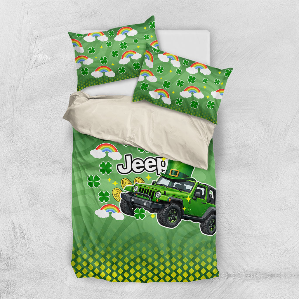 Irish Jeep Bedding Set Lucky Shamrock Rainbow Trail Ride St Patrick