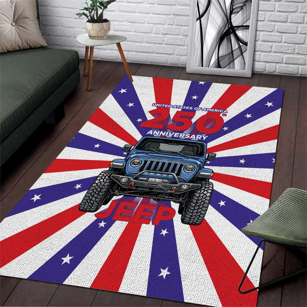 United States 250th Anniversary Jeep Area Rug Patriotic Retro Pop Art Style TS04