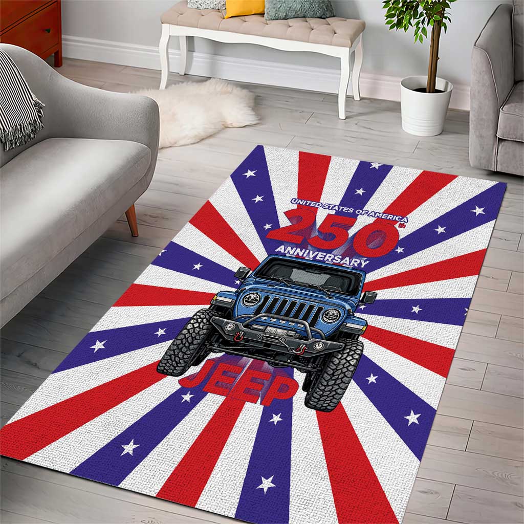 United States 250th Anniversary Jeep Area Rug Patriotic Retro Pop Art Style TS04