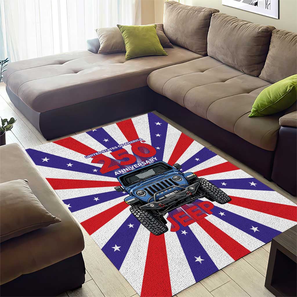 United States 250th Anniversary Jeep Area Rug Patriotic Retro Pop Art Style TS04