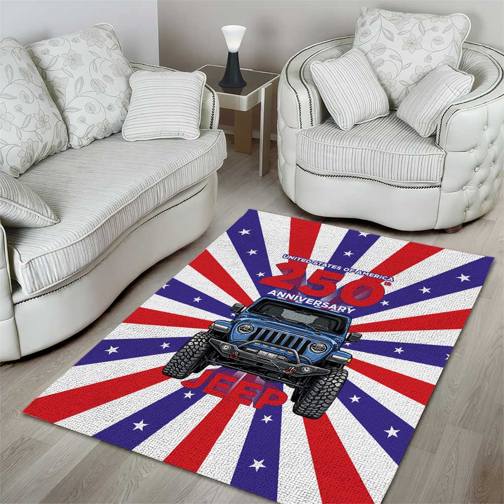 United States 250th Anniversary Jeep Area Rug Patriotic Retro Pop Art Style TS04