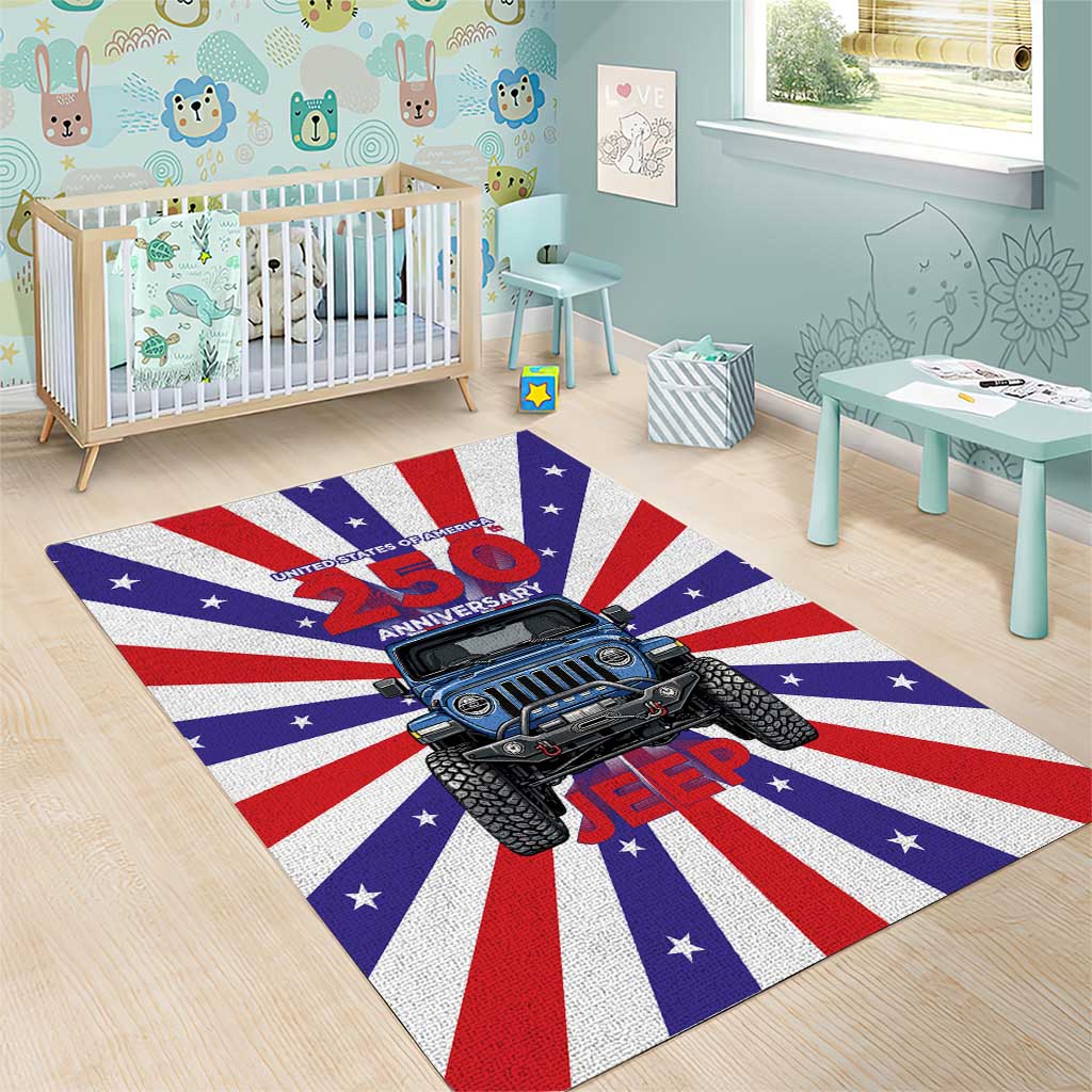 United States 250th Anniversary Jeep Area Rug Patriotic Retro Pop Art Style TS04