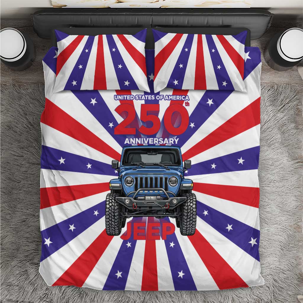 United States 250th Anniversary Jeep Bedding Set Patriotic Retro Pop Art Style