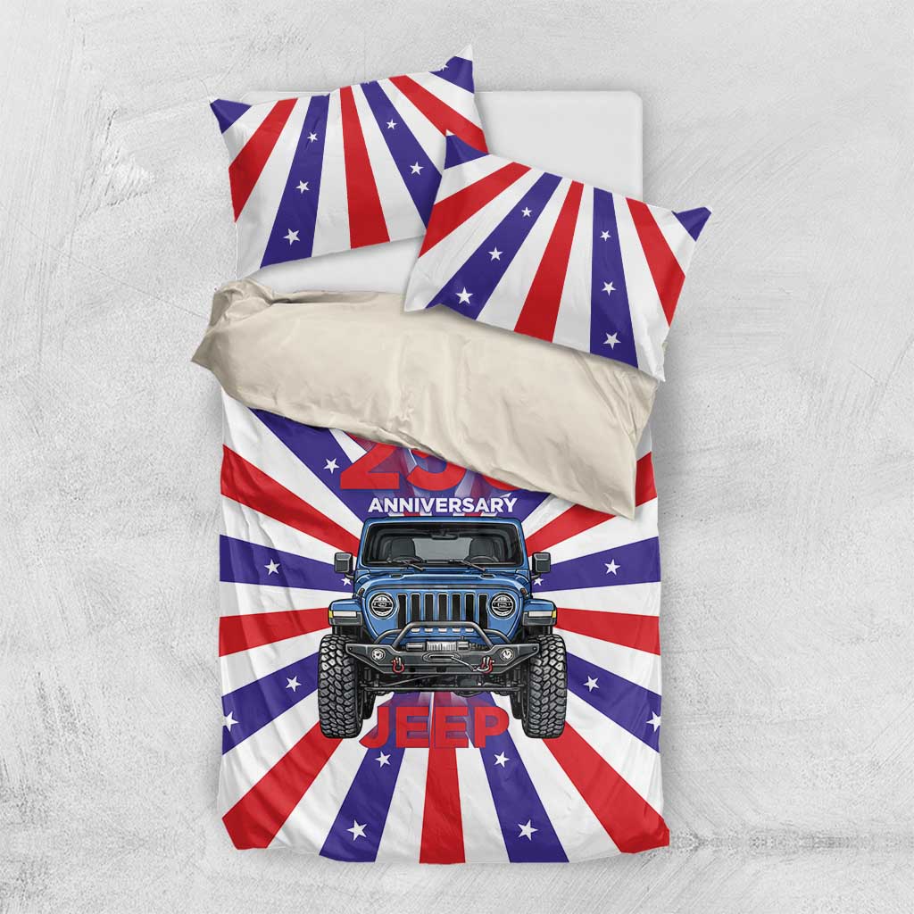 United States 250th Anniversary Jeep Bedding Set Patriotic Retro Pop Art Style