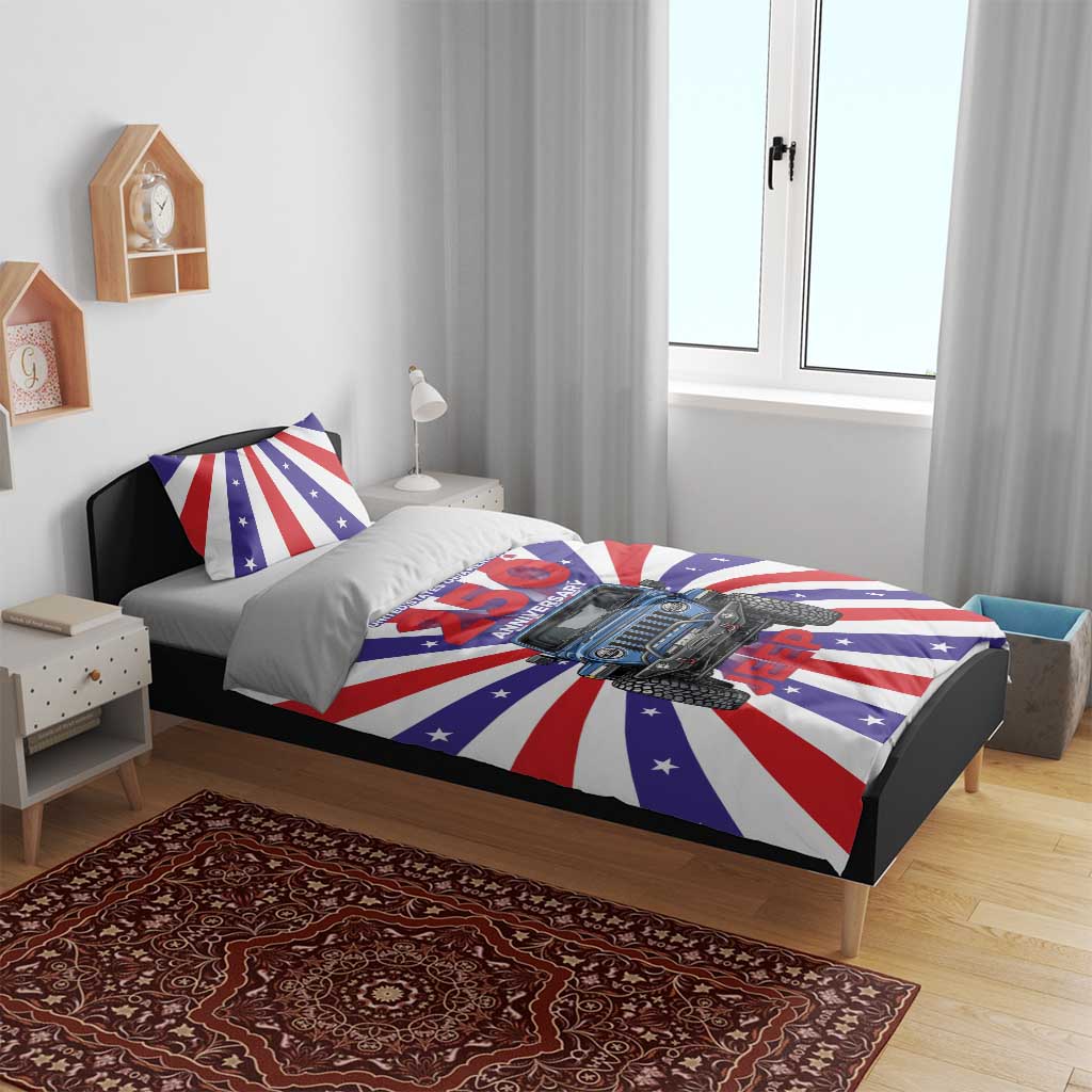 United States 250th Anniversary Jeep Bedding Set Patriotic Retro Pop Art Style