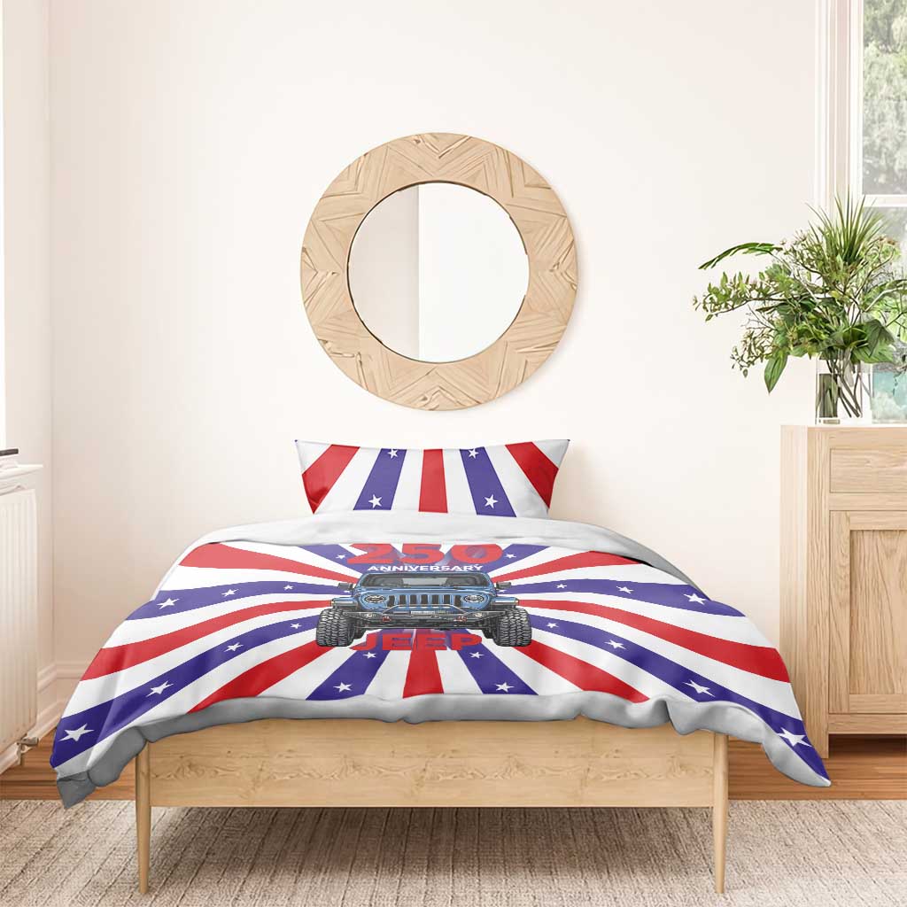 United States 250th Anniversary Jeep Bedding Set Patriotic Retro Pop Art Style