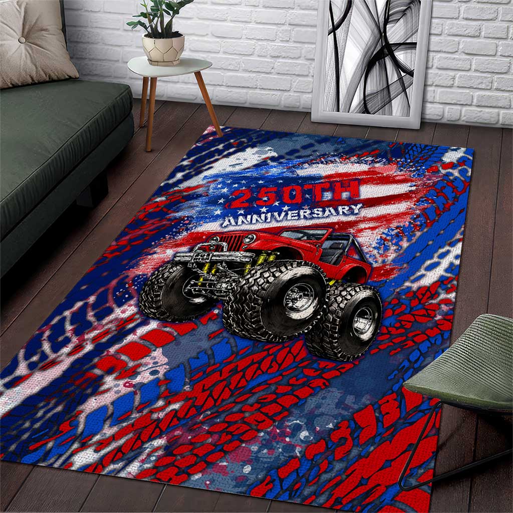 Jeep 250th Anniversary Tribute Area Rug Grunge American Flag Street Art Style TS04