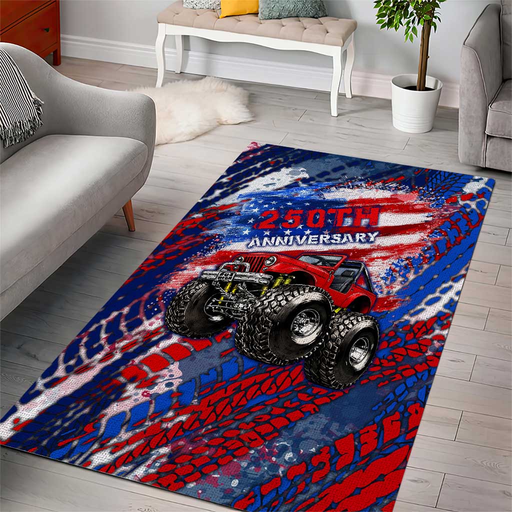 Jeep 250th Anniversary Tribute Area Rug Grunge American Flag Street Art Style TS04