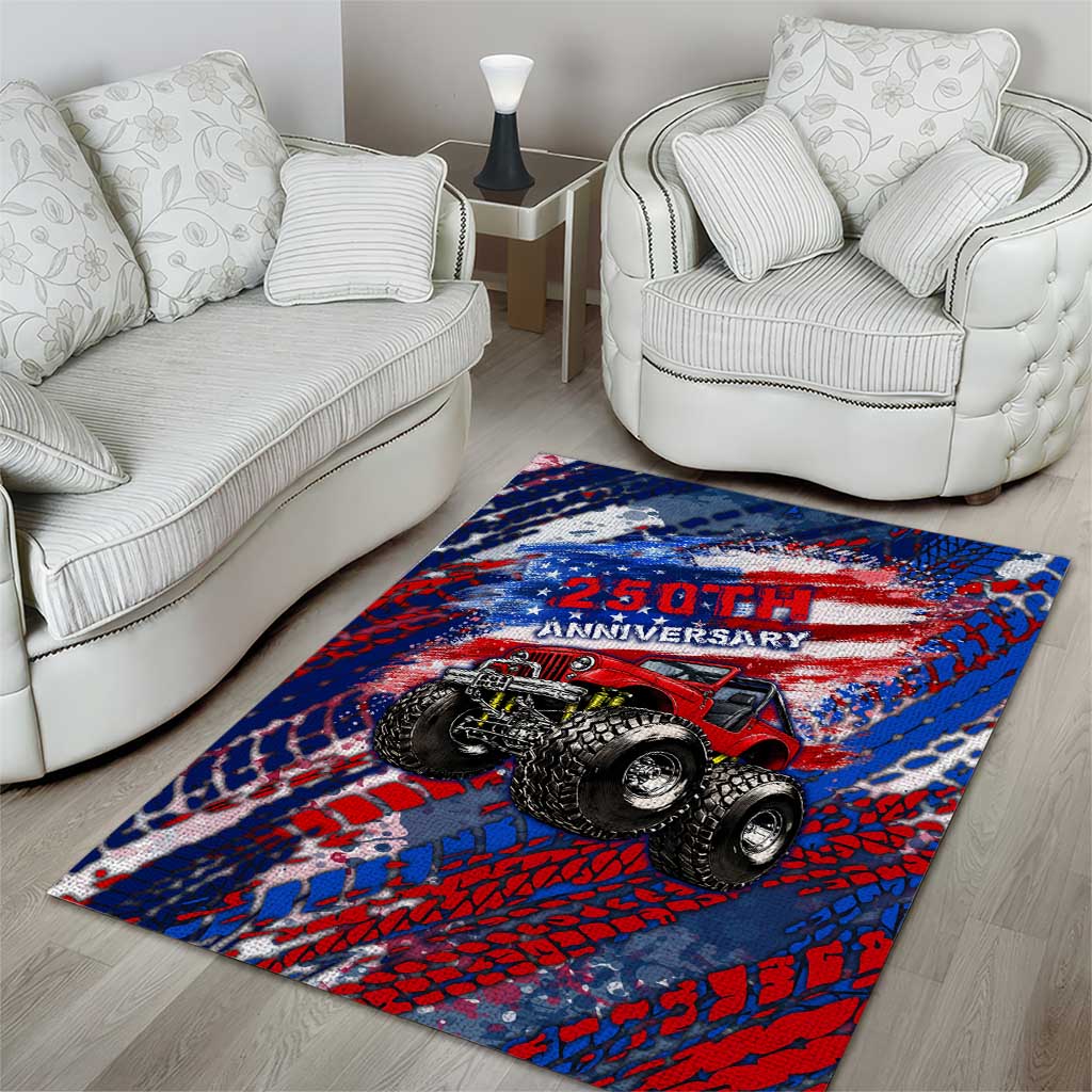 Jeep 250th Anniversary Tribute Area Rug Grunge American Flag Street Art Style TS04