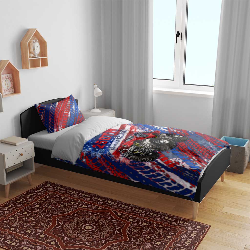 Jeep 250th Anniversary Tribute Bedding Set Grunge American Flag Street Art Style